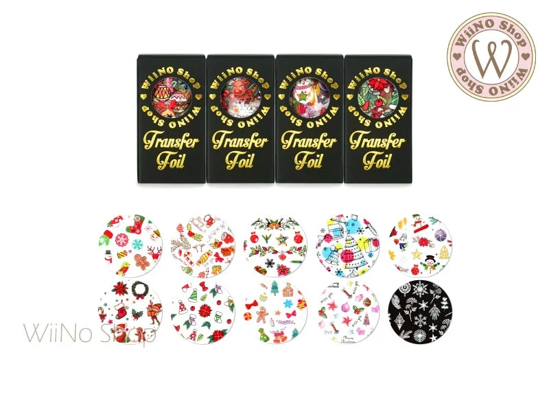 Nail art decoration straight-Christmas Transfer Foil Nail Art Decoration Set