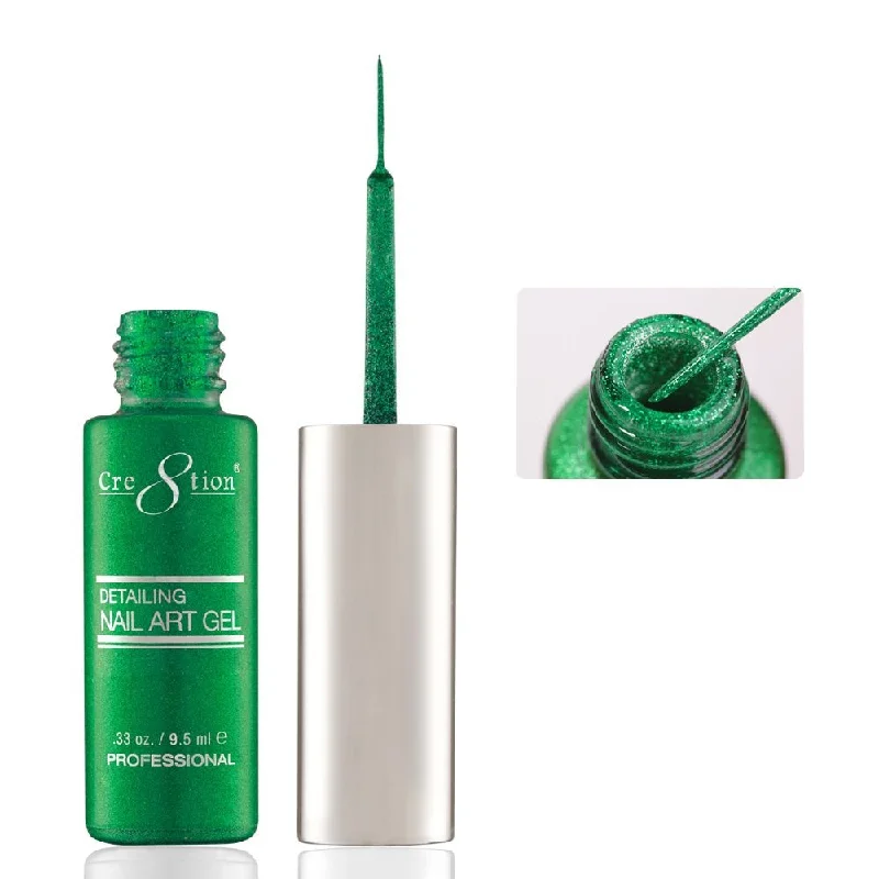 nail polish deck sprawl-Cre8tion Nail Art Detailing Gel Polish 9.5ml #29 - Green Glitter