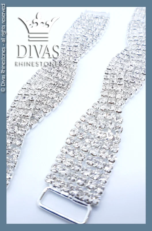 Nail rhinestone cap flair-Twisted Silver Strap Connectors