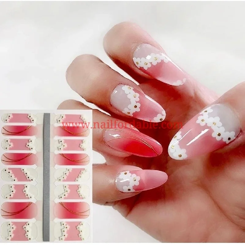 nail repair with top-finish polish-Flowers chain (Crystal Wraps)