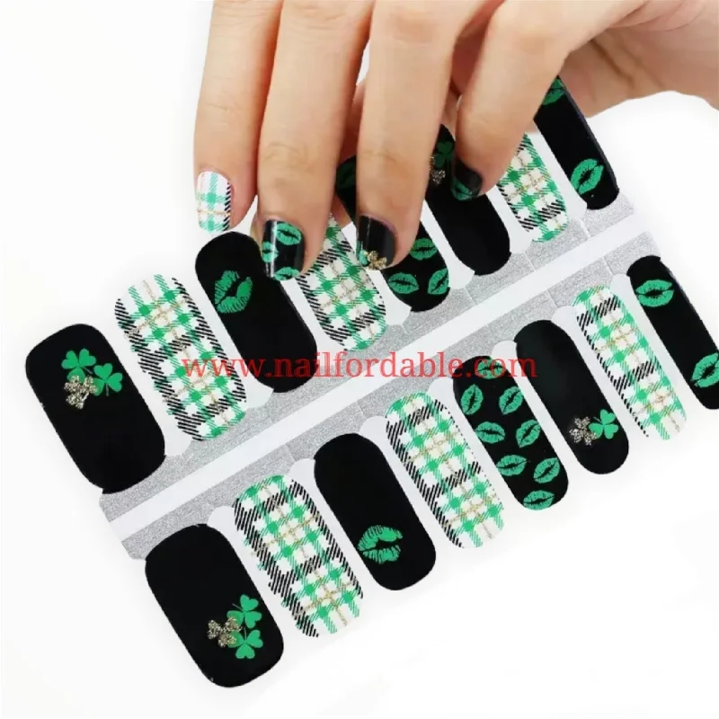 nail repair for nail brightness restoration-St. Patricks day plaid