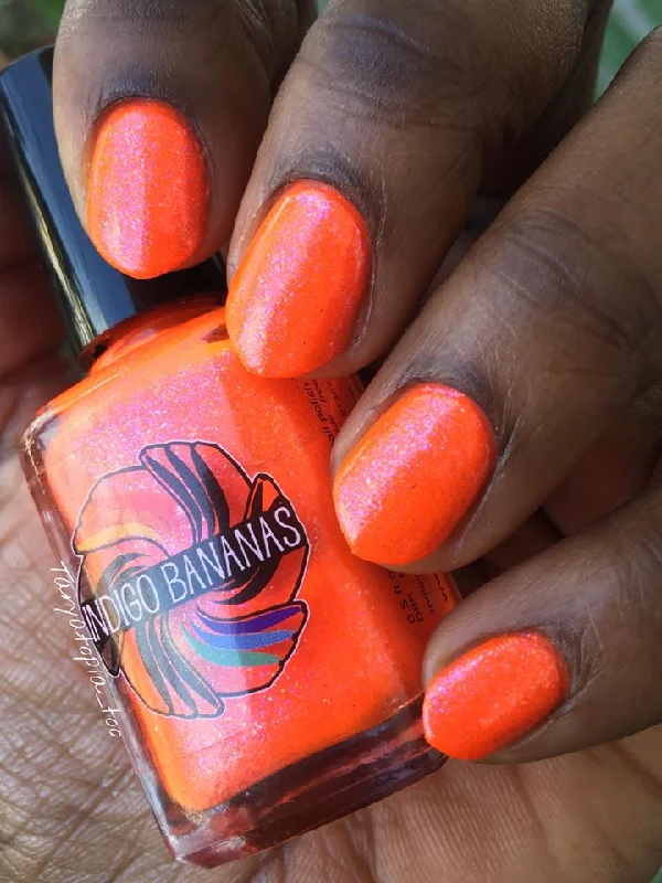 nail polish scrape edge-Springtime in Antelope Valley - neon orange glass fleck / multicolor shimmer - OYGTBH custom