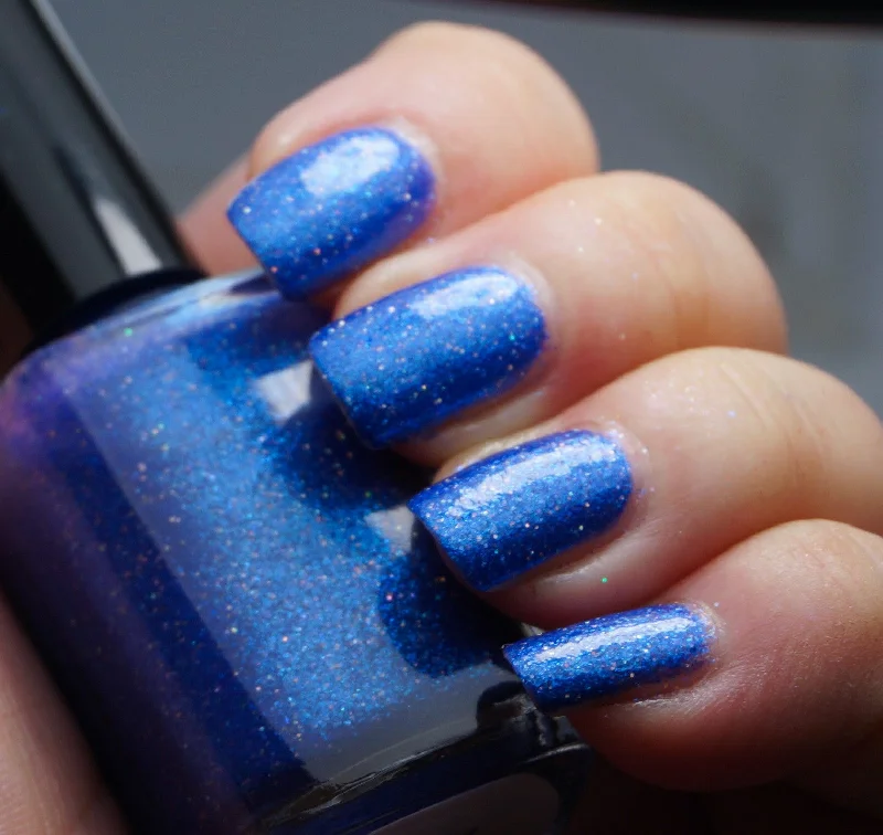 nail polish nectar gleam-Roll in Ze Hay - indigo glass fleck glow in the dark - GLOWS TEAL