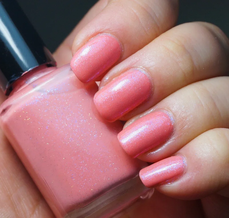 nail polish trellis support-Saffron Revolution - coral/peach w/ glass fleck shimmer