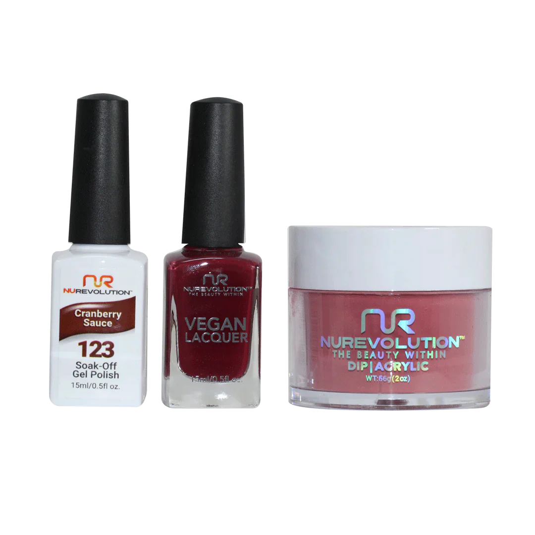 nail polish tone merge-NuRevolution Trio set 123 Cranberry Sauce