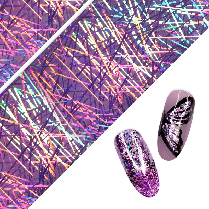 Nail art decoration deal-Nail Art Foil Paper / Purple Holo Rays