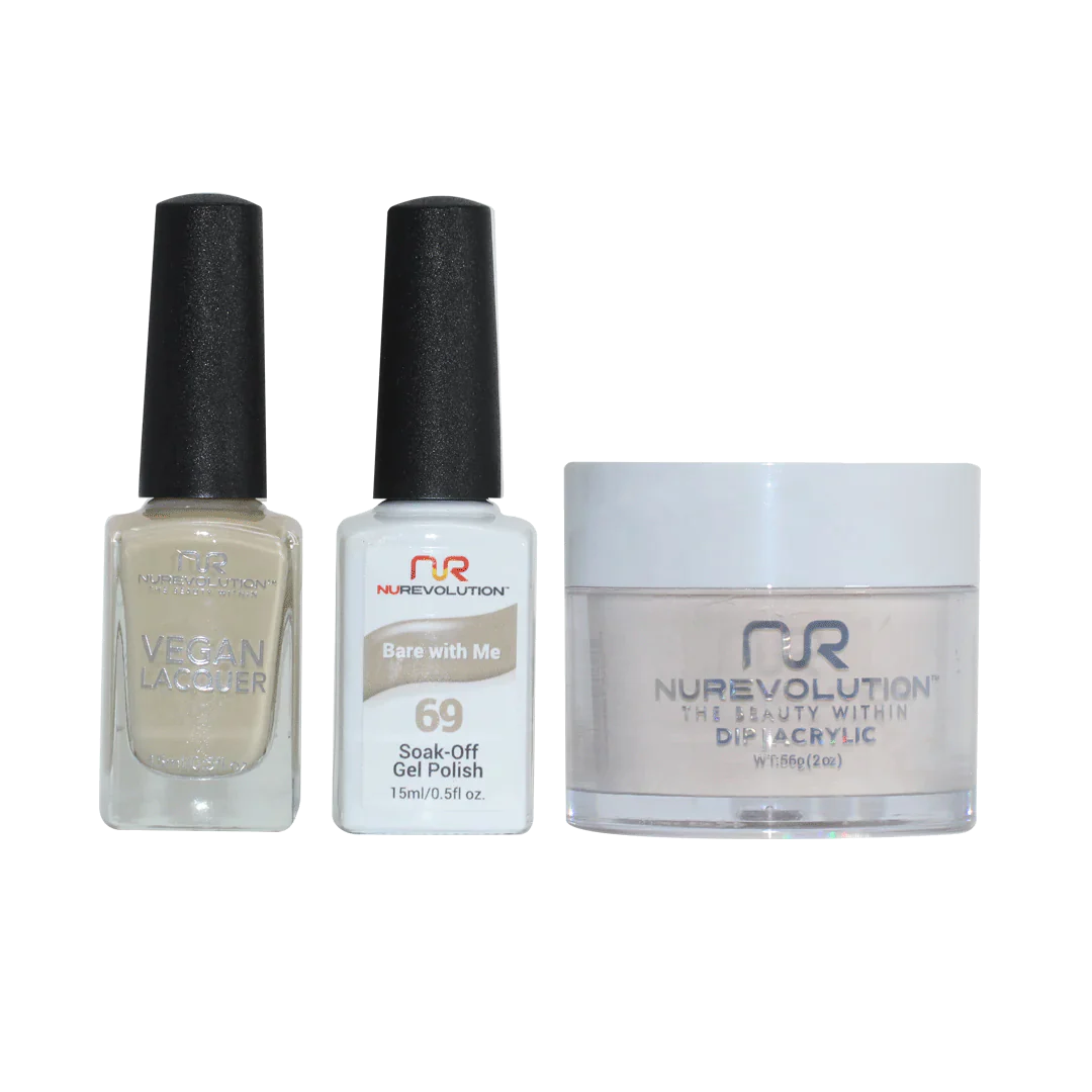 nail polish bark peel-NuRevolution Trio set 069 Bare With Me