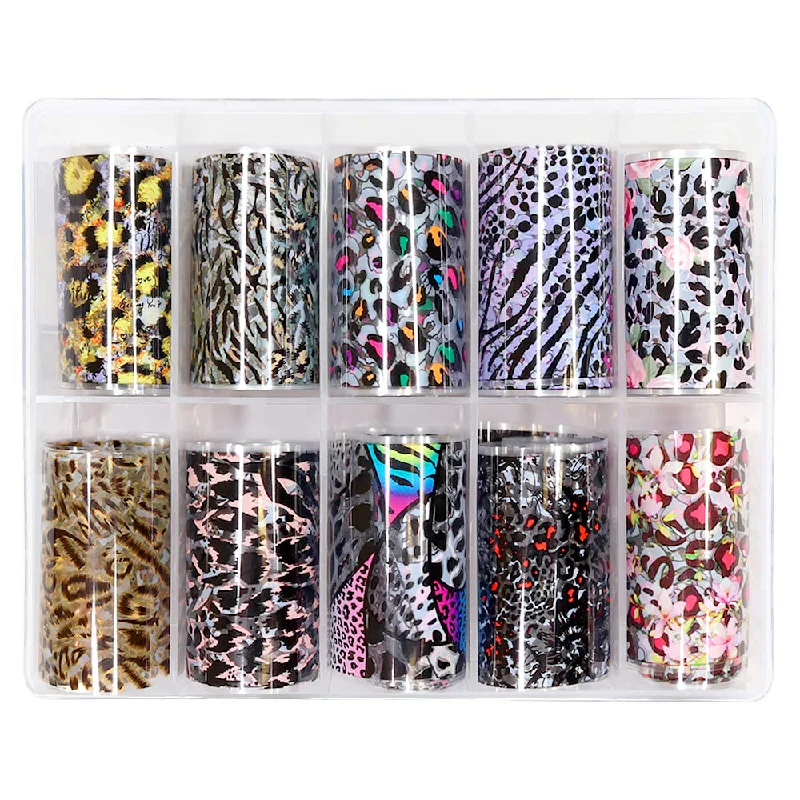 Nail art decoration rush-Nail Art Foil Box / Leopard Print Medley