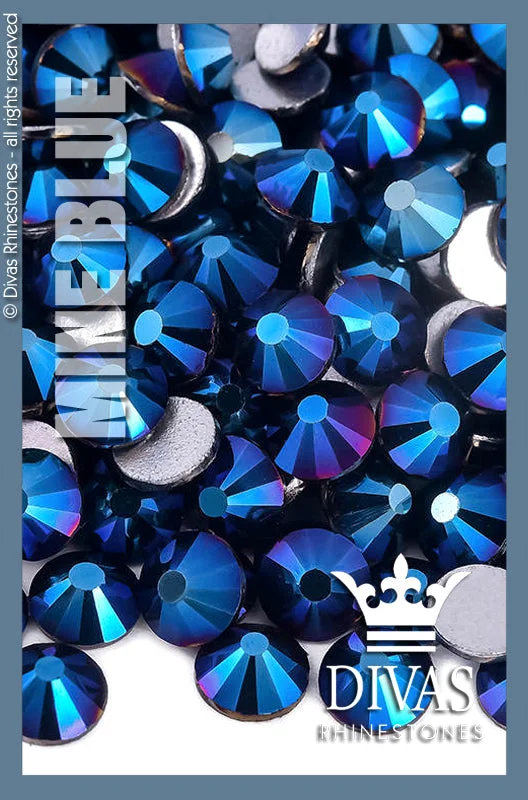 Nail rhinestone flare designs-COATED RHINESTONES - 'Metallic Blue'