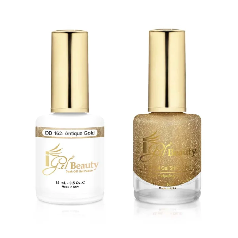 nail polish fjord tower-iGel DD162 Gel Polish & Lacquer Duo (15ml) Antique Gold