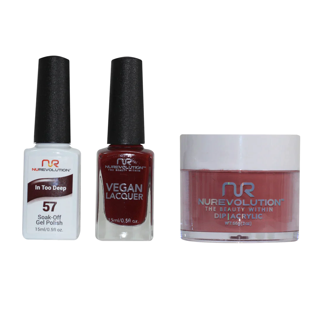 nail polish pollen dust-NuRevolution Trio set 057 In Too Deep