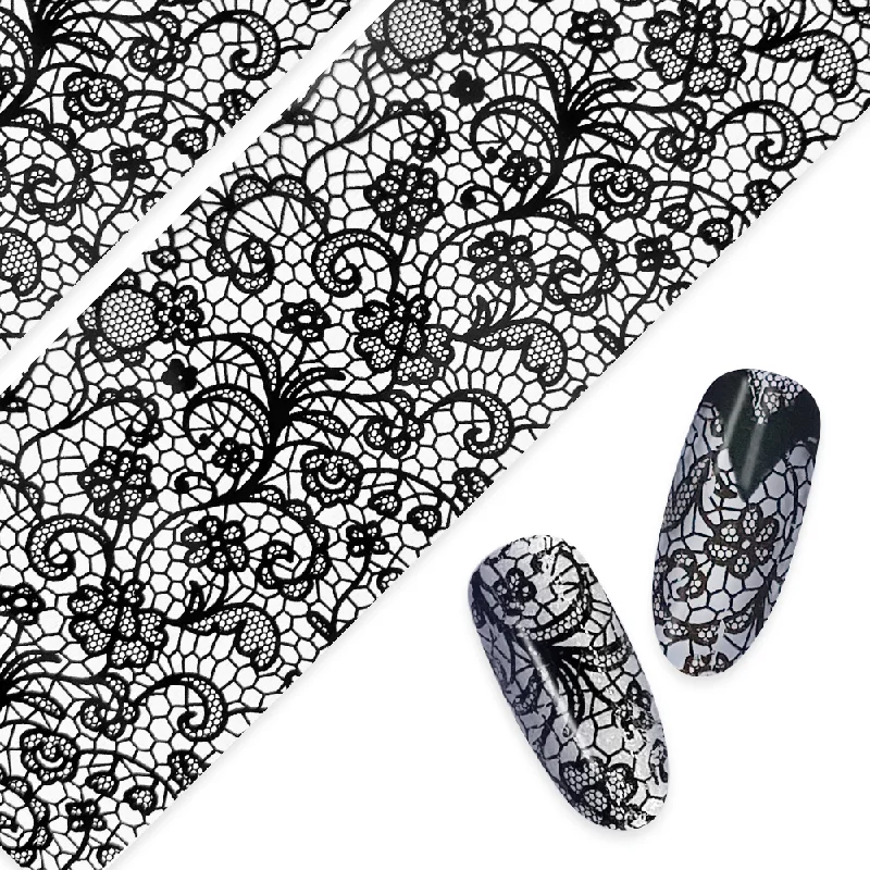 Nail art decoration belt-Nail Art Foil Paper / Ornate Lace / Black