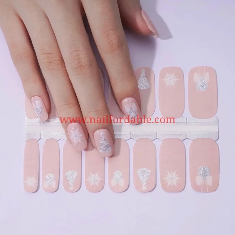 nail repair with veil-layer polish-Nude Christmas