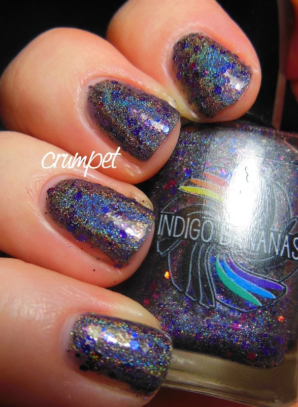 nail polish drape hang-You Get Nothing!  - grey/black linear holographic & glitter