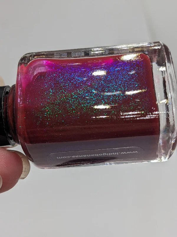 nail polish bed nurture-Red Solo cUP Rivalry - burgundy red UP sibling shimmer ('unicorn pee')