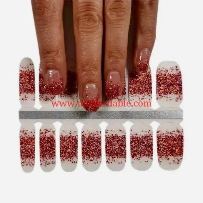 nail repair with prism-effect gel-Red rain french tip