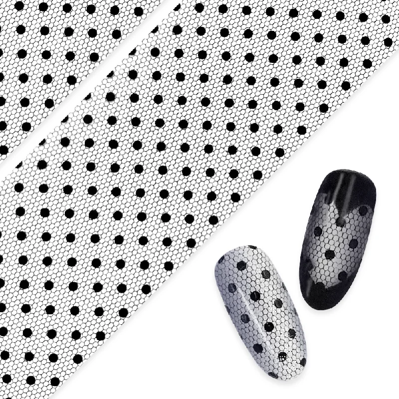 Nail art decoration hook-Nail Art Foil Paper / Polka Dot Lace / Black