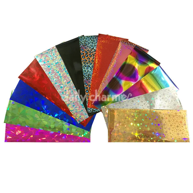 Nail art decoration reflection-Nail Art Foil Paper Bundle / 13 Colors / 100+ Pieces / Mixed