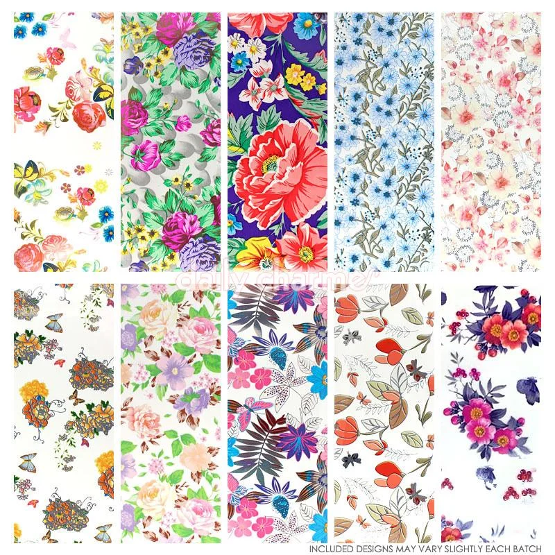 Nail art decoration treasure hunt-Nail Art Foil Paper Bundle / Floral / 10 Designs / 100 Pieces