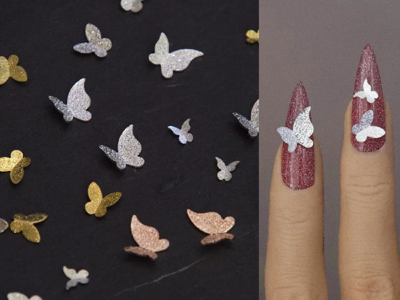 Nail art decoration pack-5 pcs 3D Butterfly nail decoration/ silver gold butterfly Nail DIY charm for nail gel mail polish design