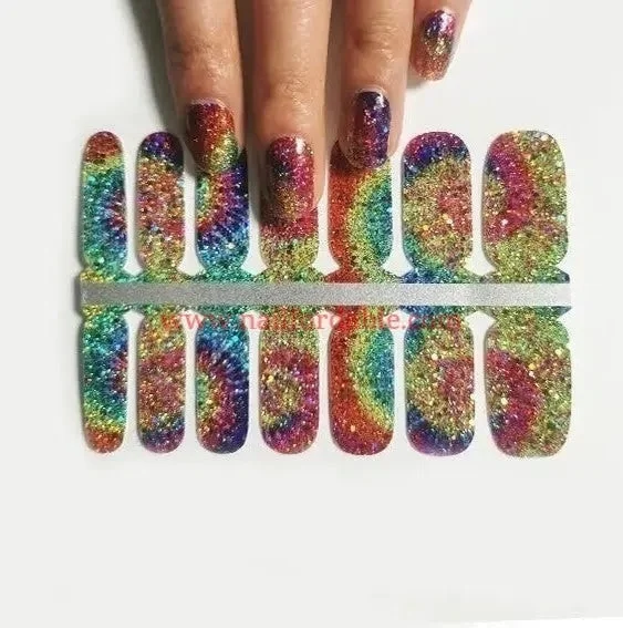 nail repair with guard-coat polish-Tie Dye (Glitter)