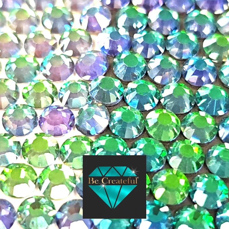 Nail rhinestone path art-FLATBACK Aurora Green Rhinestones