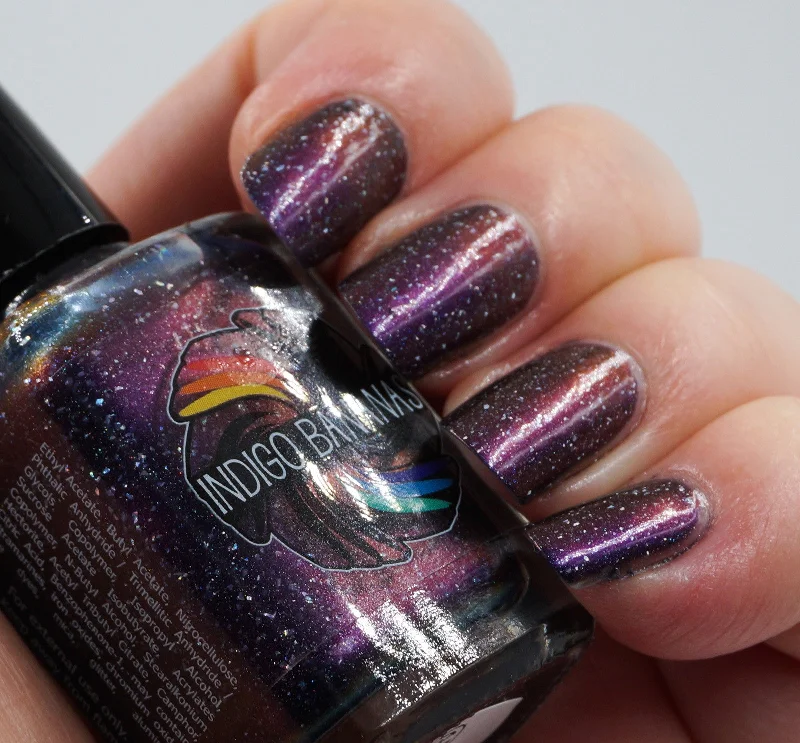 nail polish dye vivid-They Became Music - dark plum purple multichrome linear holographic w/ flakies