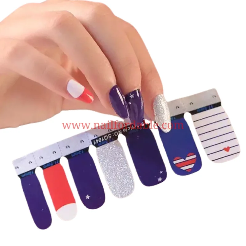 nail repair with instant-gloss gel-Patriotic heart