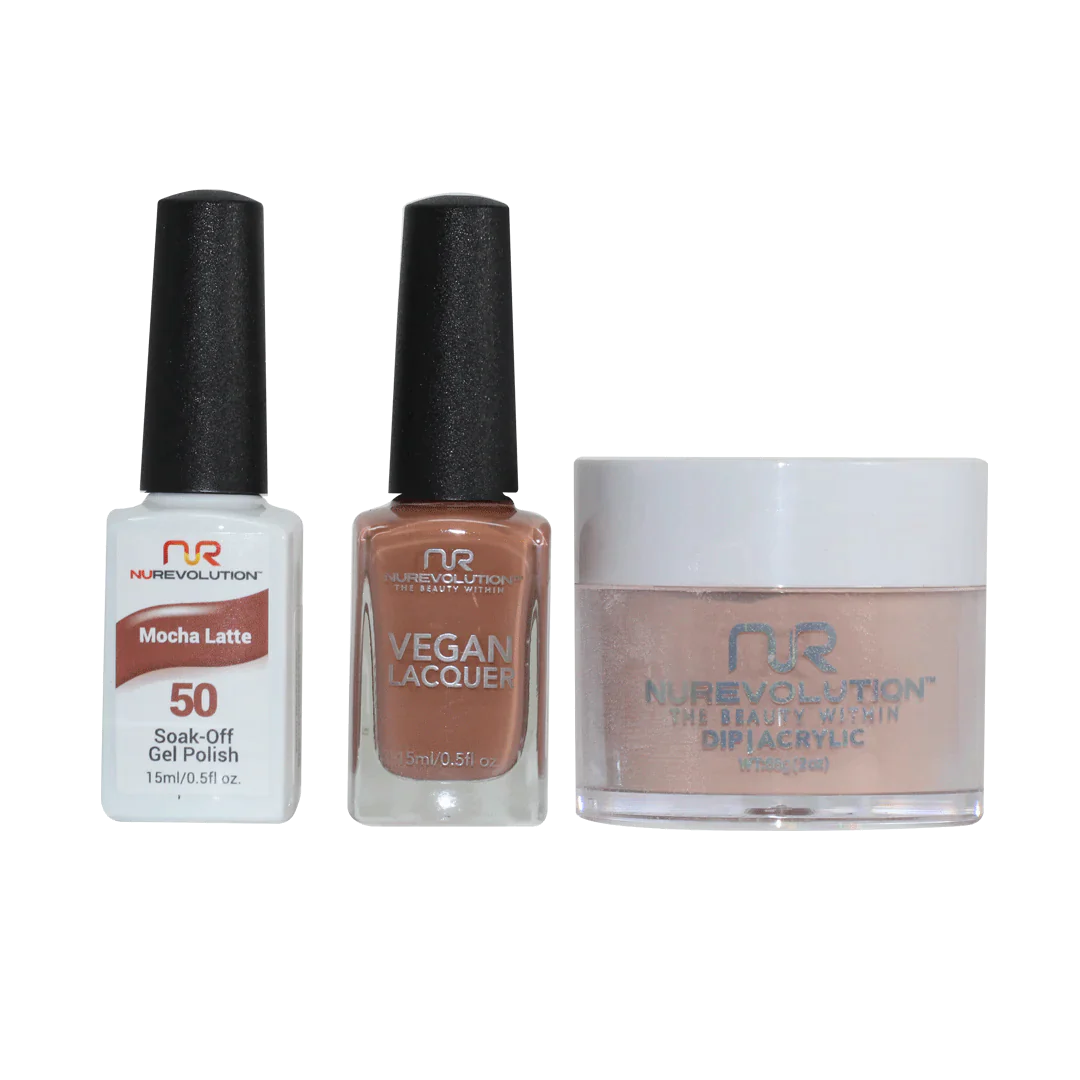 nail polish heath stretch-NuRevolution Trio set 050 Mocha Latte