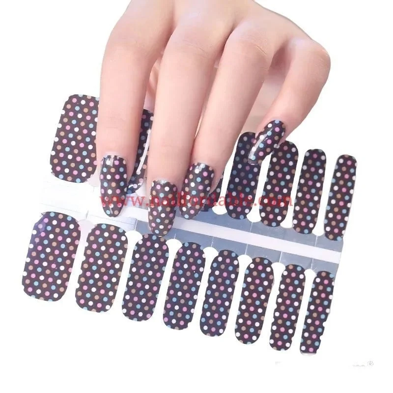 nail repair with sealant-layer polish-Polka dots on brown