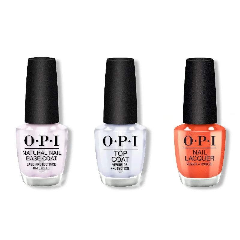 nail polish echo fade-OPI - Nail Lacquer Combo - Base, Top & Liquid Fire