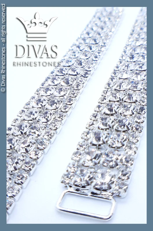 Nail rhinestone pledge nails-Silver Double Stack Glass Crystal Bottom Connectors in alloy casing - 17cm / 2 pieces