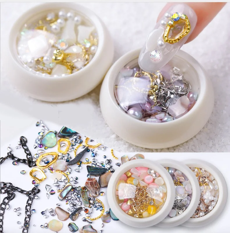 Nail art decoration sleeve-Mixed Sea shell flakes nail decoration/Irregular Pinctada albina Nail flakes DIY nail deco