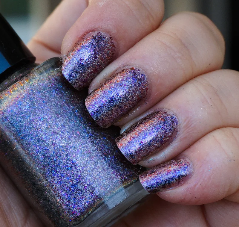 nail polish roller glide-Violet Stars (HOLO) - purple/red/gold mega chrome flakie