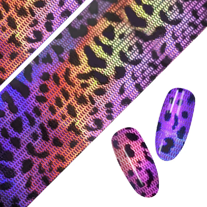 Nail art decoration peace treaty-Nail Art Foil Paper / Holo Leopard Print / Purple