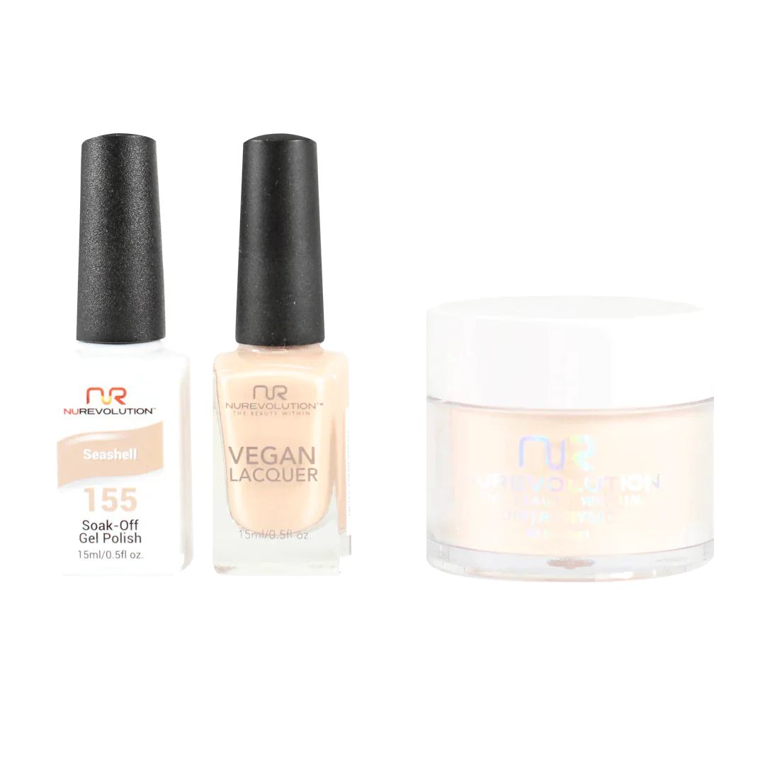 nail polish puddle shimmer-NuRevolution Trio set 155 Seashell