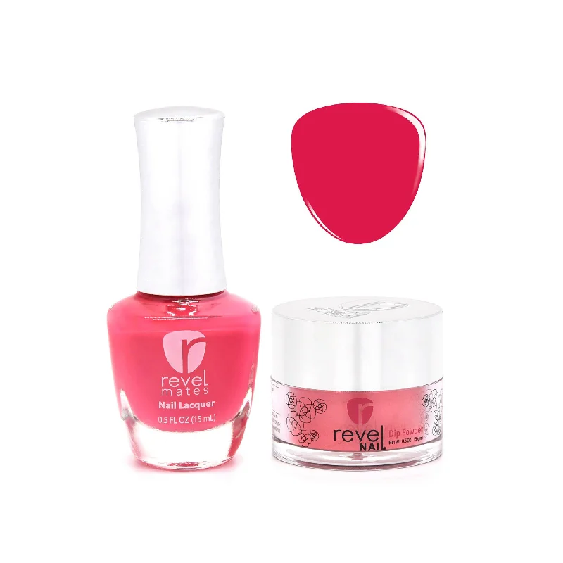 nail repair for nail overuse healing-D237 Feisty Pink Crème Nail Polish + Dip Powder Set