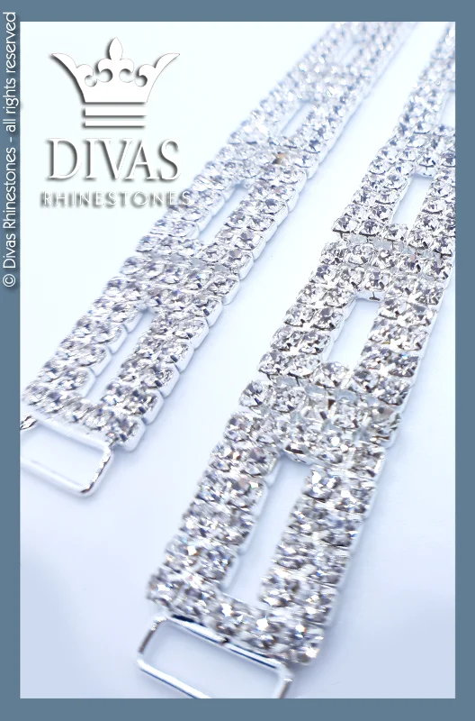 Nail rhinestone tie art-Silver Ladder Czech Crystal Bottom Connectors in alloy casing - 17cm / 2 pieces