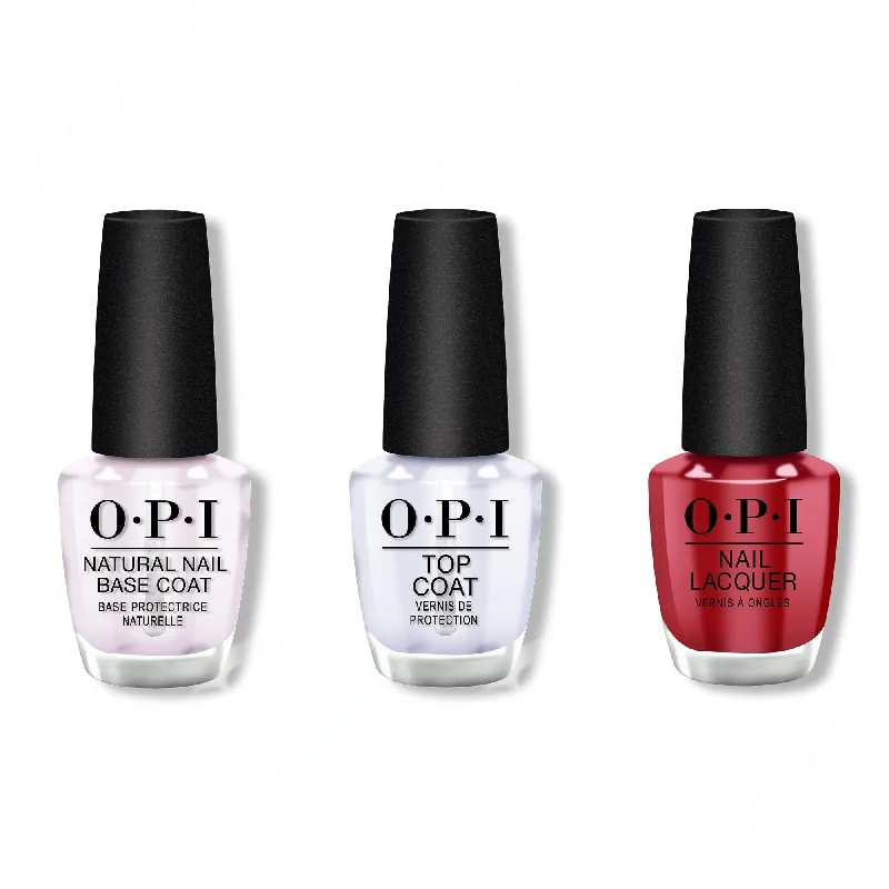 nail polish drizzle coat-OPI - Nail Lacquer Combo - Base, Top & OPI Red 0.5 oz - #NLL72