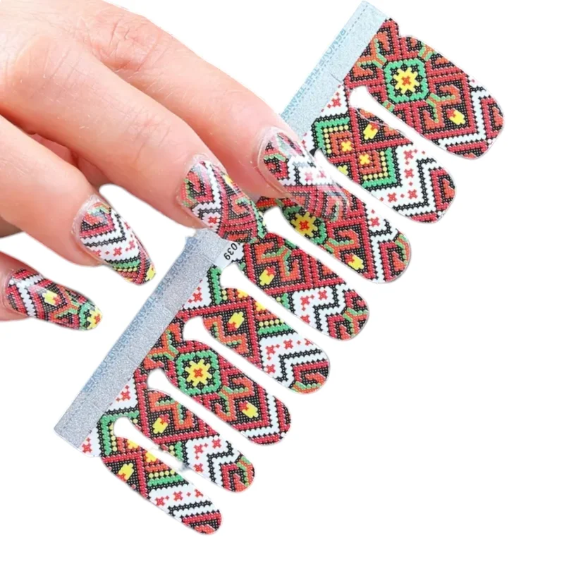 nail repair with strength-finish polish-Tribal Embroidery