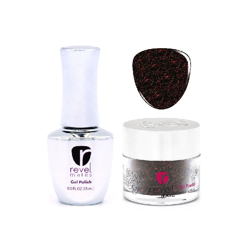 nail repair with secure-care-care-care kit-D305 Vixen Black Glitter Gel Polish + Dip Powder Set