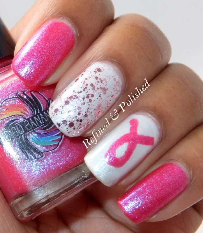 nail polish canvas stroke-Twice as Bright - hot pink, blue glass fleck duochrome shimmer