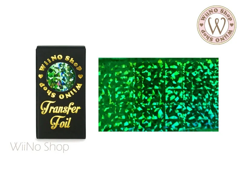 Nail art decoration twisty shapes-Green Holographic Confetti Nail Transfer Foil (HL-F-07)