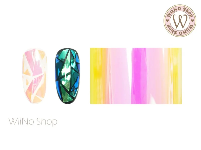 Nail art decoration rattle cage-Pink Shine Aurora Transparent Rainbow Nail Film (RB06)