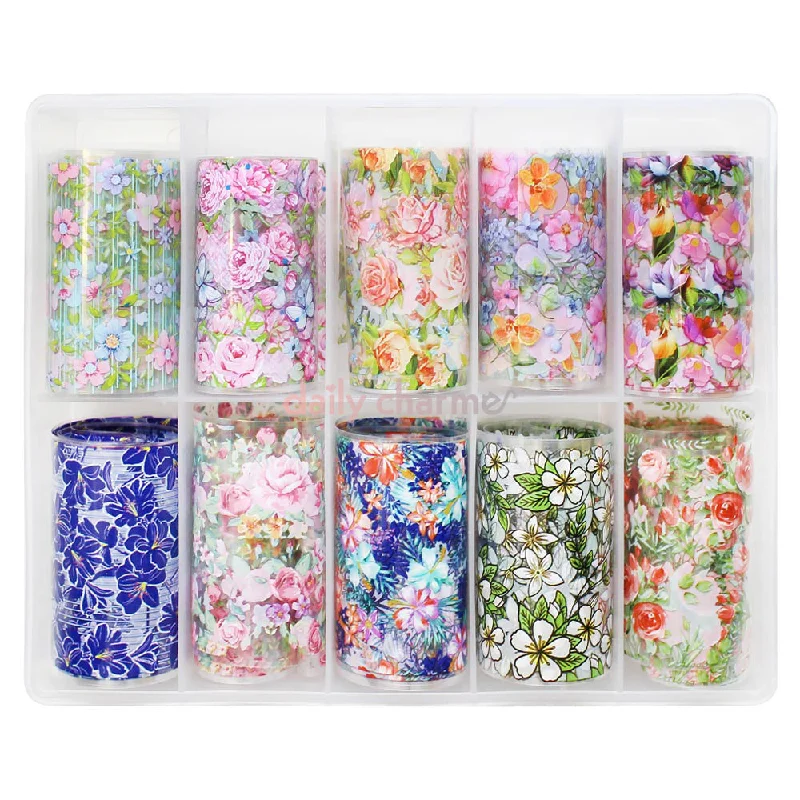 Nail art decoration plateau-Nail Art Foil Box / Spring Flowers