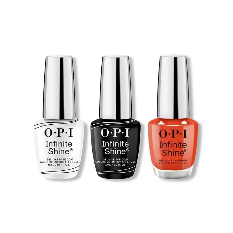 nail polish boulder settle-OPI - Infinite Shine Combo - Base, Top & Knock 'Em Red