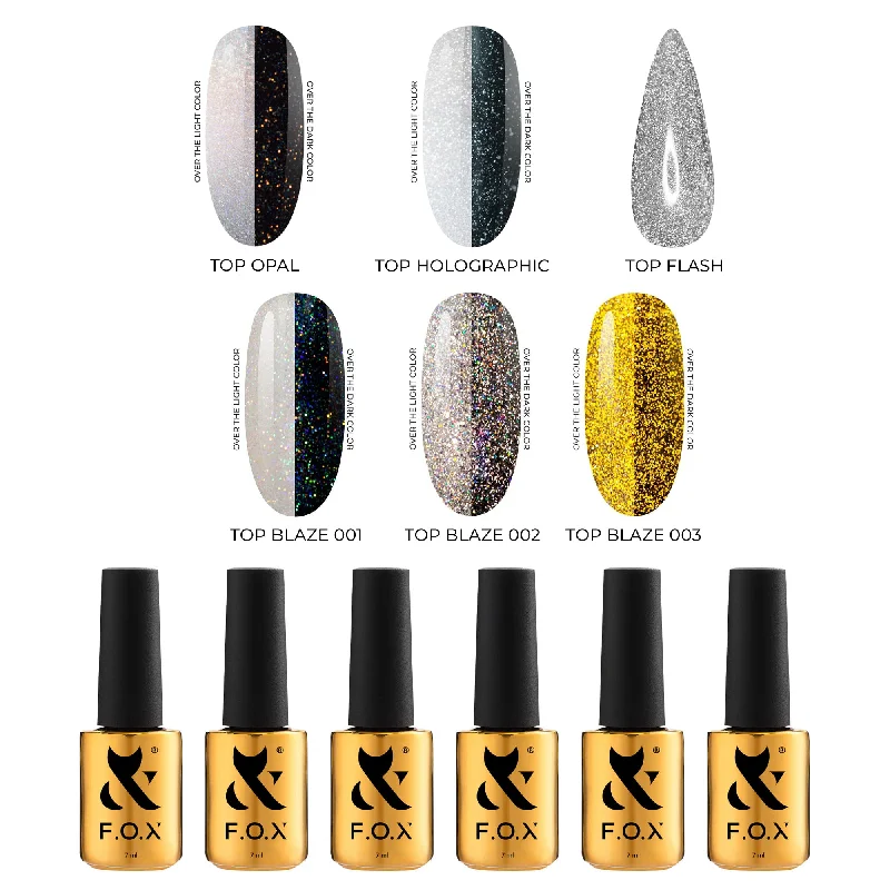 Nail art decoration grow-Sparkle Top Coats Set of 6