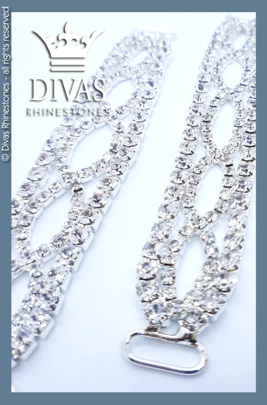 Nail rhinestone lush shine-Braided Glass Crystal Strap Connectors