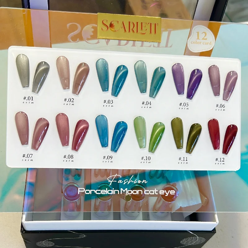 Nail art decoration critique-Set 12 colors Porcelain Moonlight Cateye UV Gel Colors