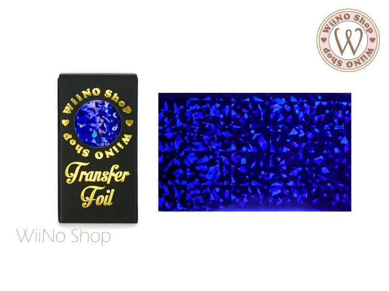 Nail art decoration rounded edges-Royal Blue Holographic Confetti Nail Transfer Foil (HL-F-09)